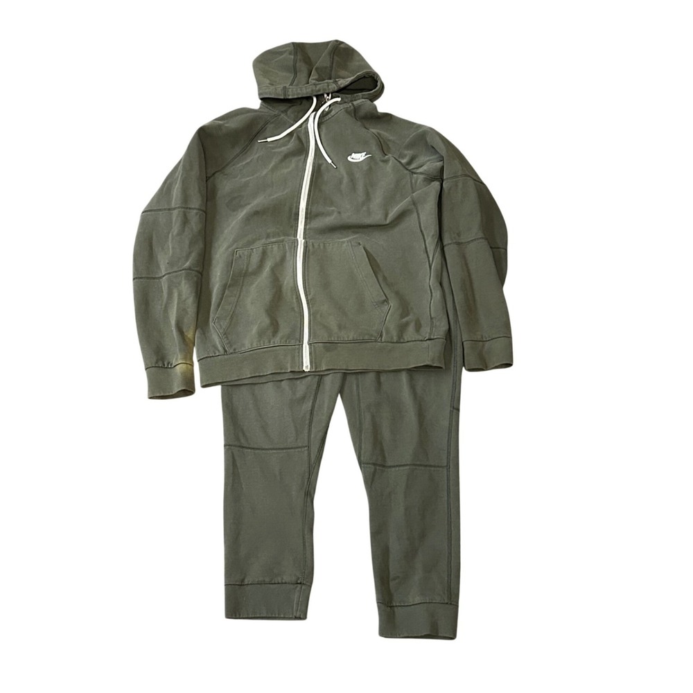 Nike Tech Fleece Full Zip Hoodie Jogger Pants Set Green Size M